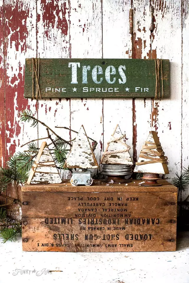 43 DIY Christmas Tree Ideas That Will Wow Your Holiday Guests String-Wrapped Wood Christmas Trees