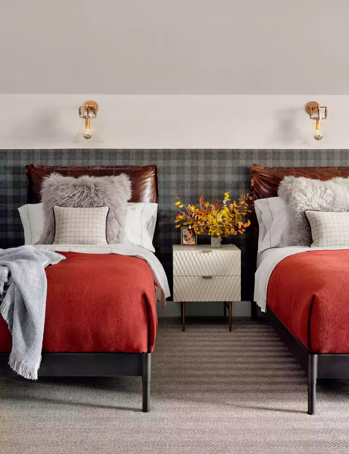 22 Smart Ways to Fit Two Beds in Your Small Bedroom 10 Structure With a Half Wall