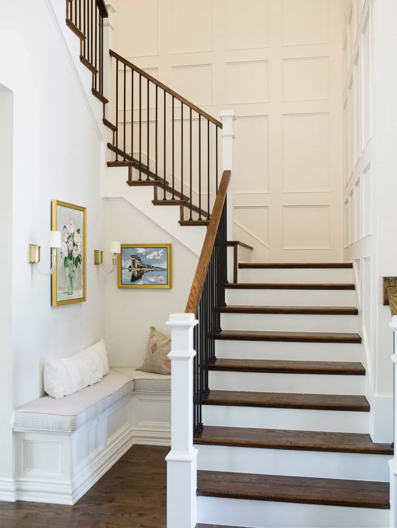 15 Board and Batten Accent Walls That Transform Any Room With Instant Texture 3 Subtle Picture Frames in a Stairway