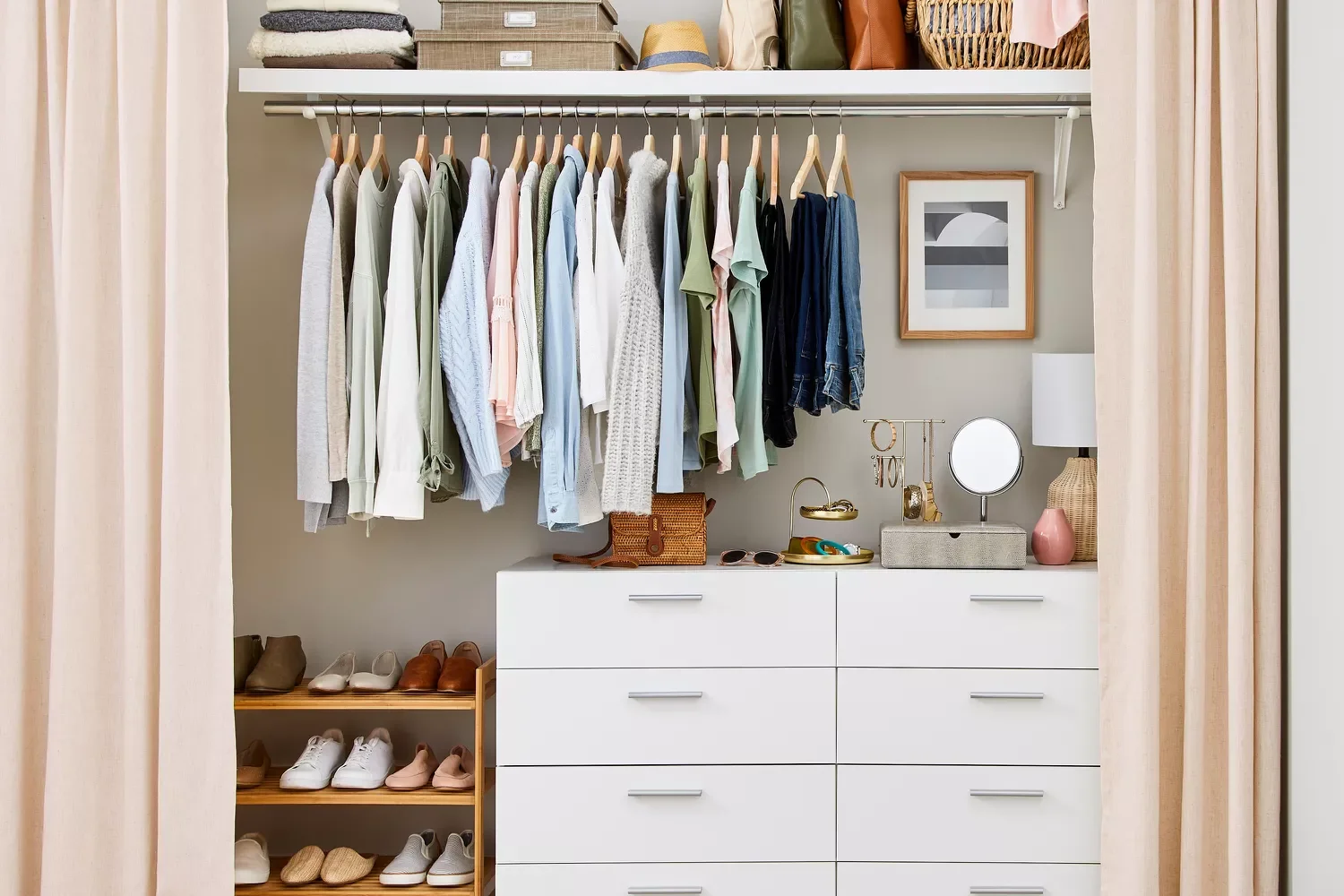 21 Gorgeous Closet Curtain Ideas That Instantly Hide Your Clutter Subtly Integrate Color