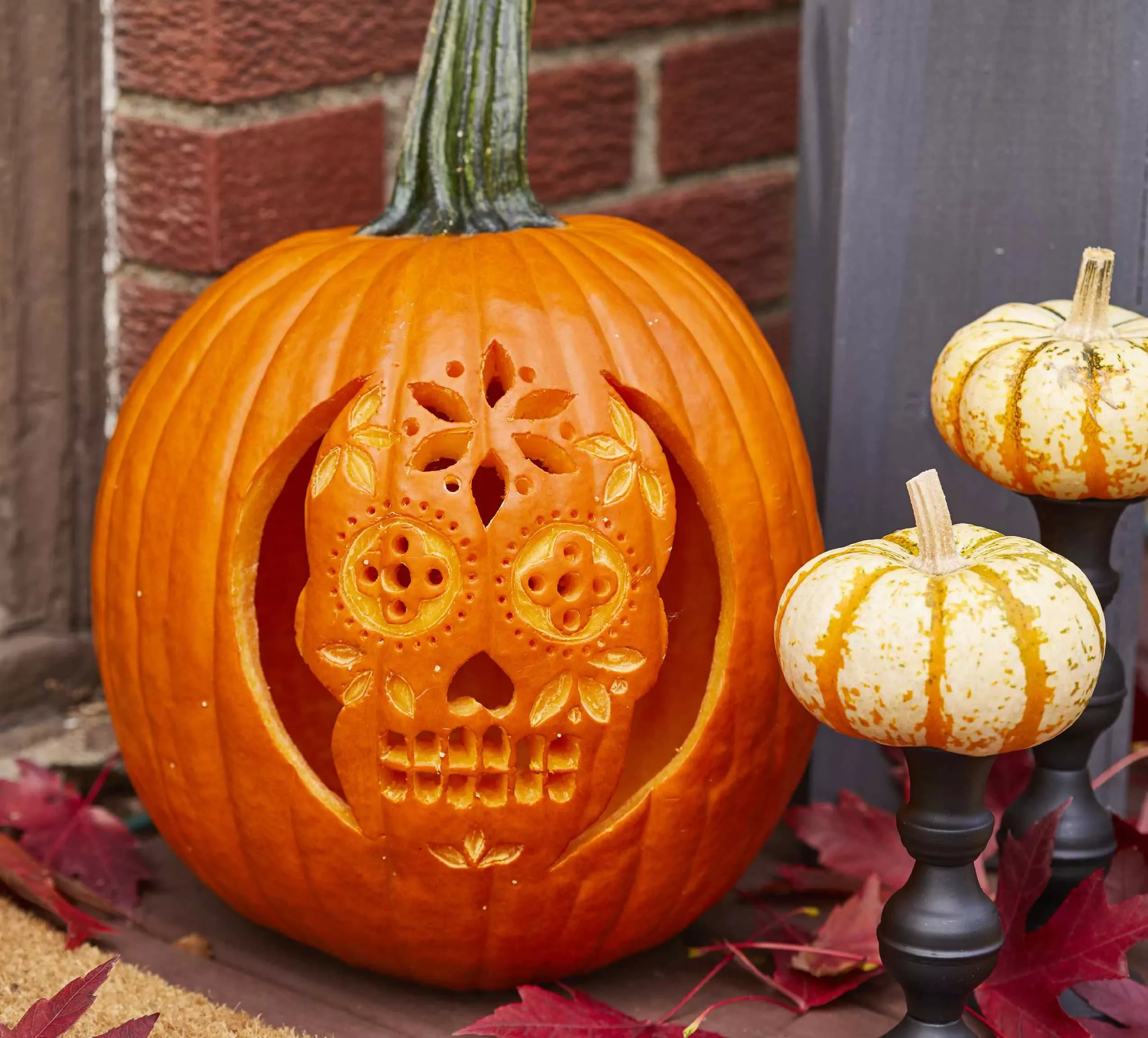 65 Free Pumpkin Carving Templates to Transform Your Porch 15 Sugar Skull Pumpkin Stencil