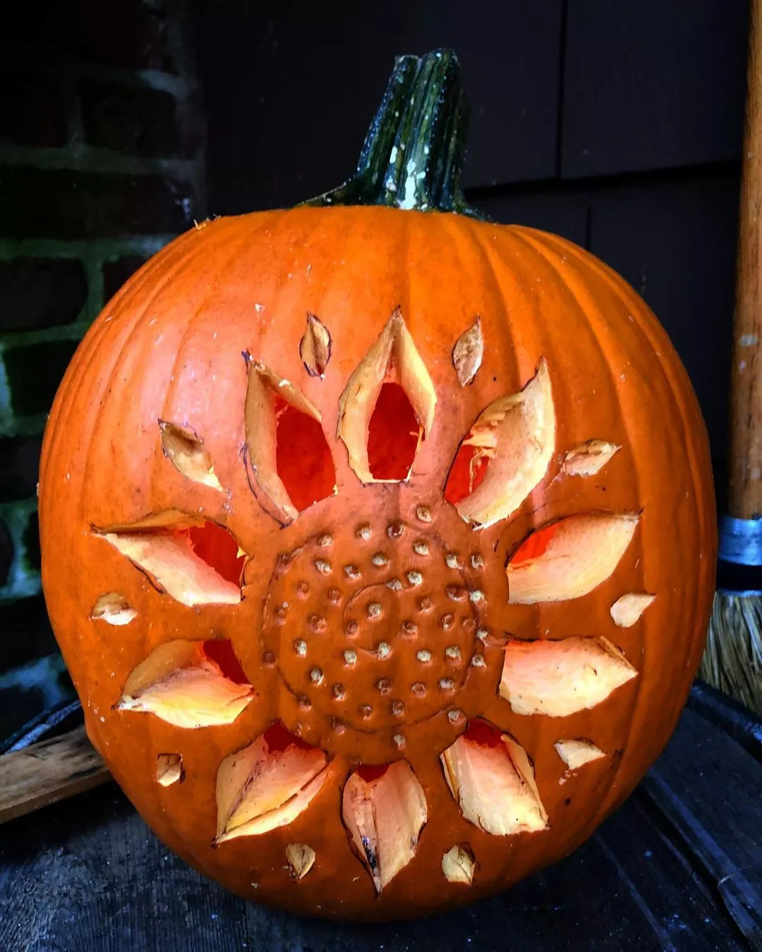 77 Creative Pumpkin Carving Ideas That'll Transform Your Fall Decorating Game 58 Sunflower Pumpkin