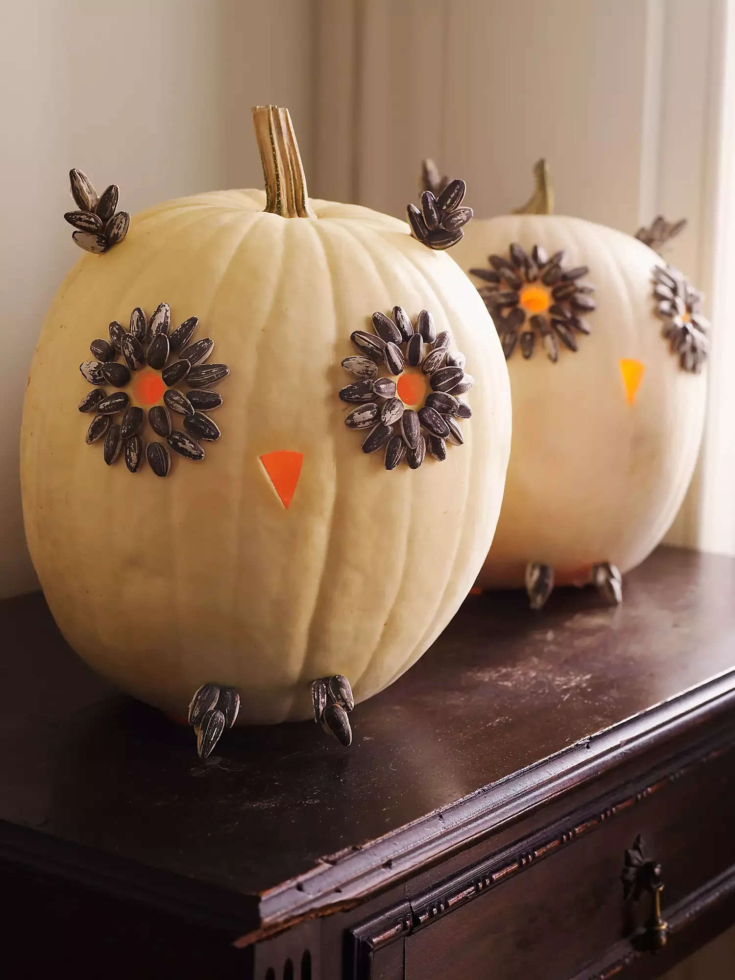 77 Creative Pumpkin Carving Ideas That'll Transform Your Fall Decorating Game 44 Sunflower Seed Owl Pumpkin