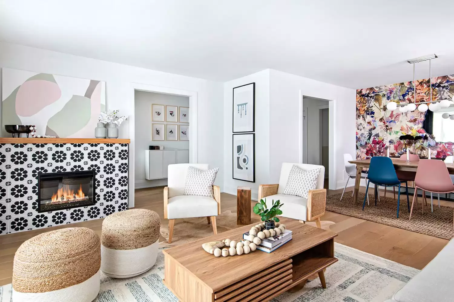 21 Electric Fireplace Ideas That'll Transform Your Living Space 2 Surround With Graphic Tile