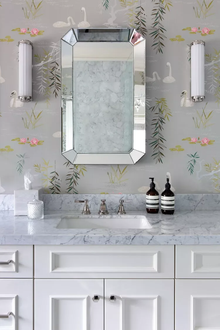 39 Stunning Bathroom Wallpaper Ideas That Will Transform Your Space 32 Swan and Lily Pad Wallpaper