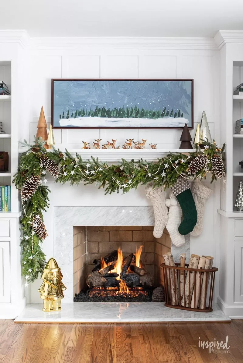 56 Magical Christmas Mantel Decorating Ideas to Transform Your Holiday Home 5 Swap In a Holiday Painting