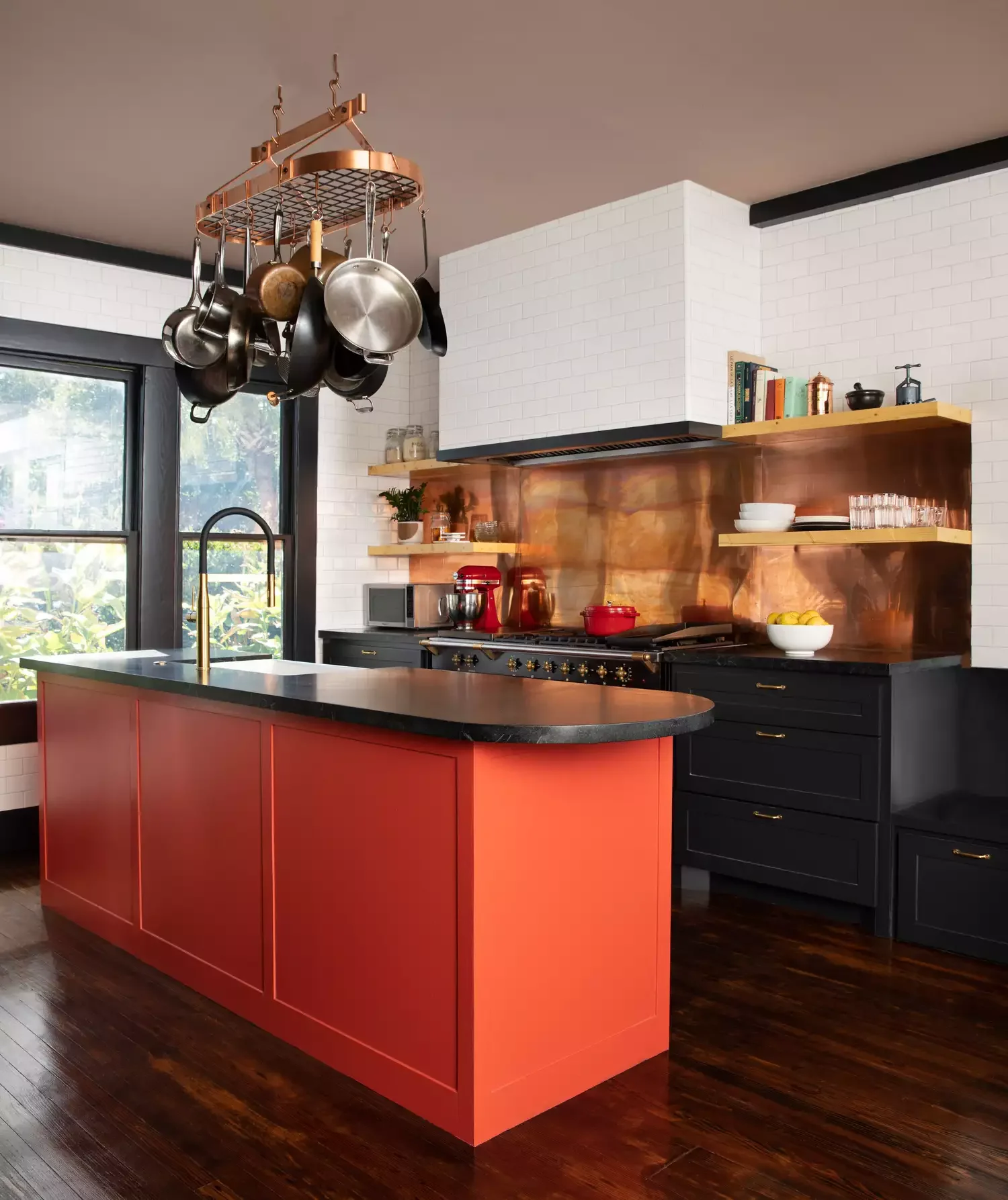 101 Kitchen Island Ideas That Will Transform Your Cooking Space 21 Tangerine and Copper Combo