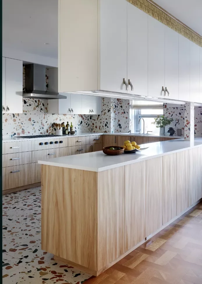 12 Stunning Ways to Transition From Kitchen Tile to Wood Flooring Terrazzo Kitchen Tile to Wood Flooring