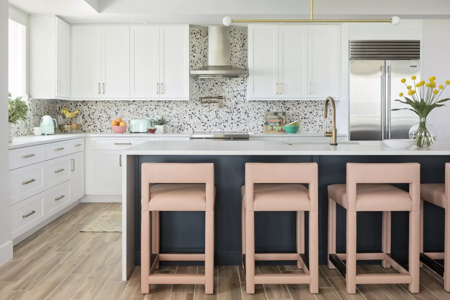 30 White Kitchen Cabinet Ideas That Will Always Be in Style Terrazzo Tile Backsplash