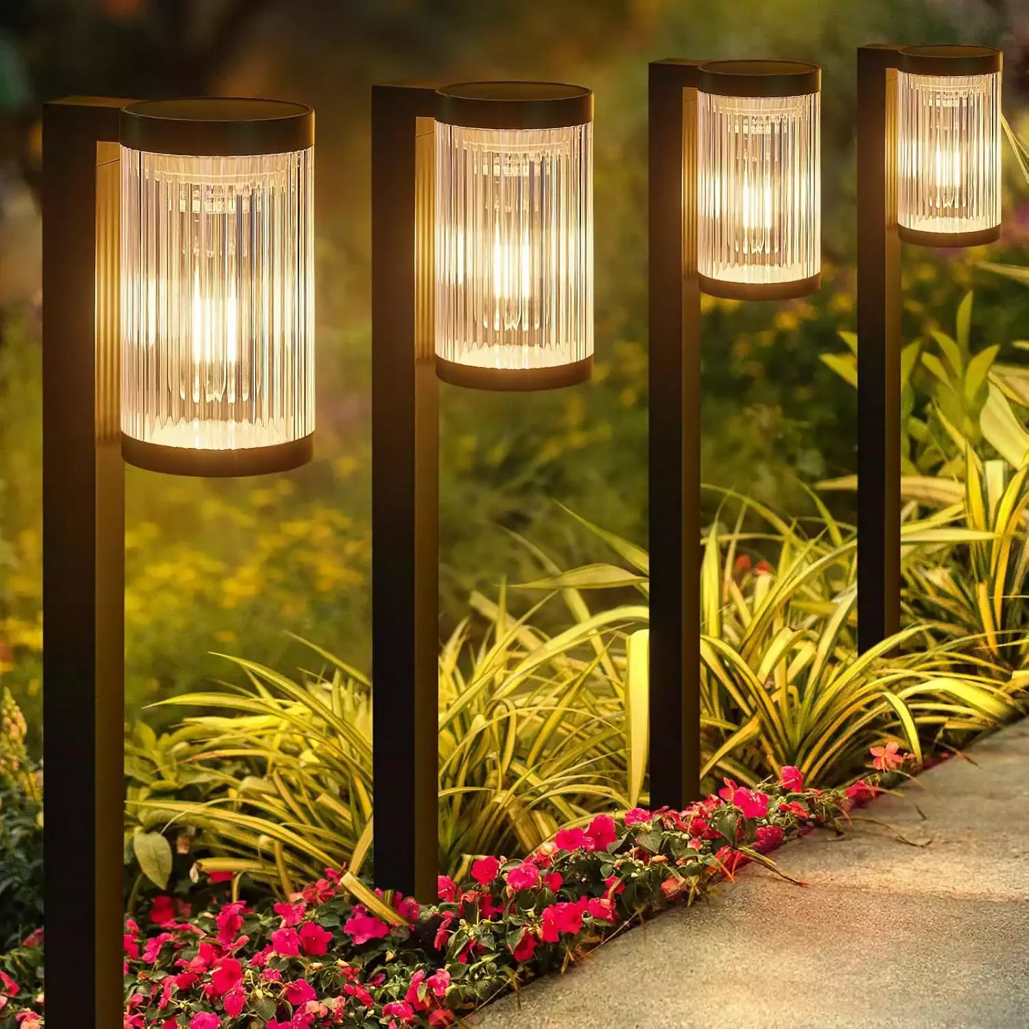 15 Stunning Garden Path Lighting Ideas That Transform Your Outdoor Space Textured Solar Pathway Lights
