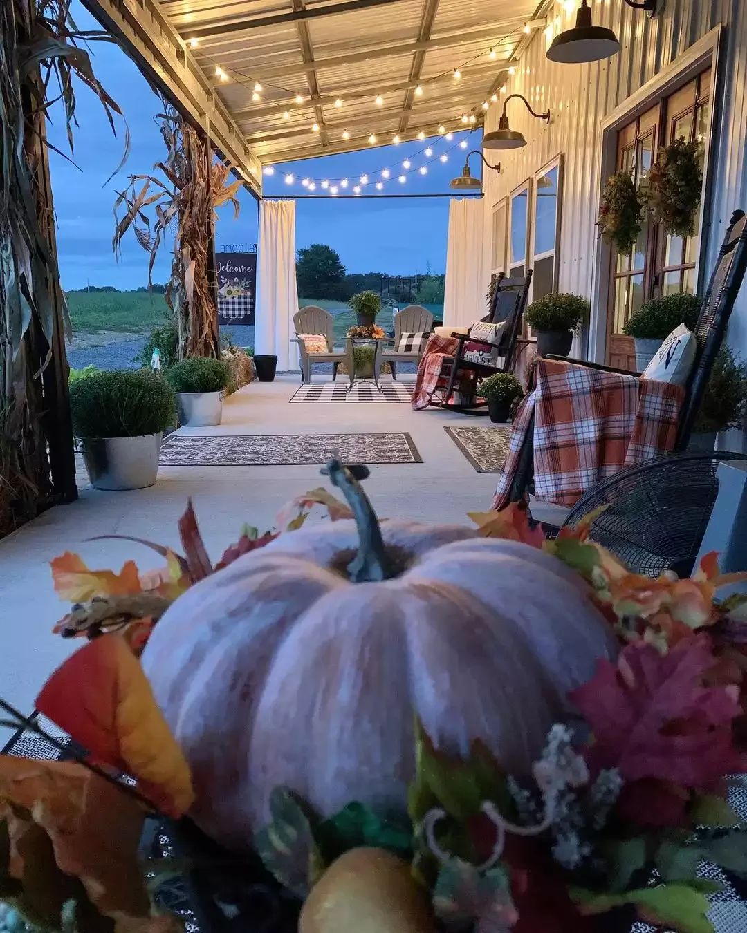 52 Autumn Front Porch Ideas That Will Transform Your Home's Entrance This Fall 49 Think About Mood Lighting