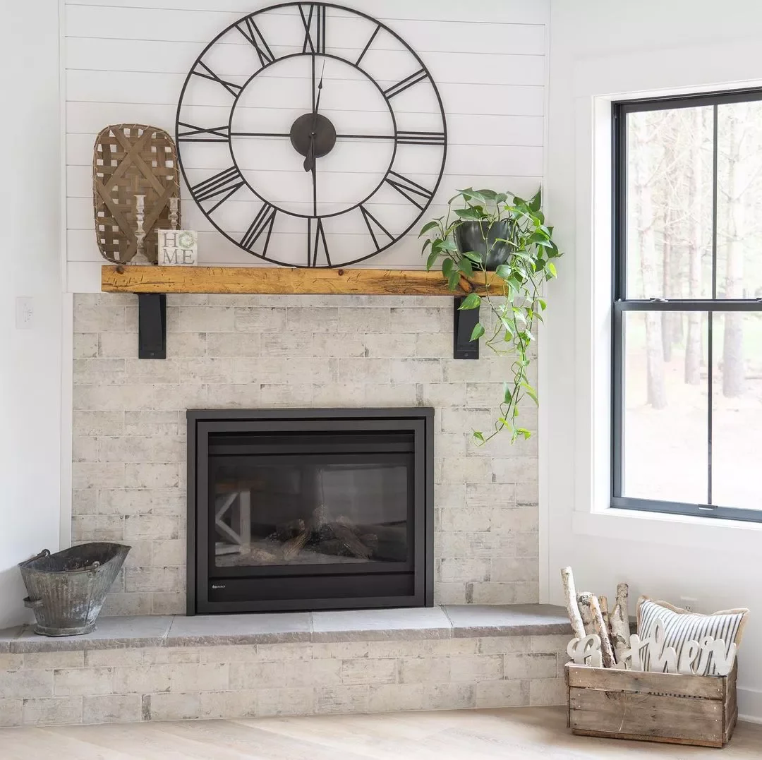33 Cozy Farmhouse Fireplace Styling Ideas That Transform Your Living Space 15 Throw It Back With a Clock