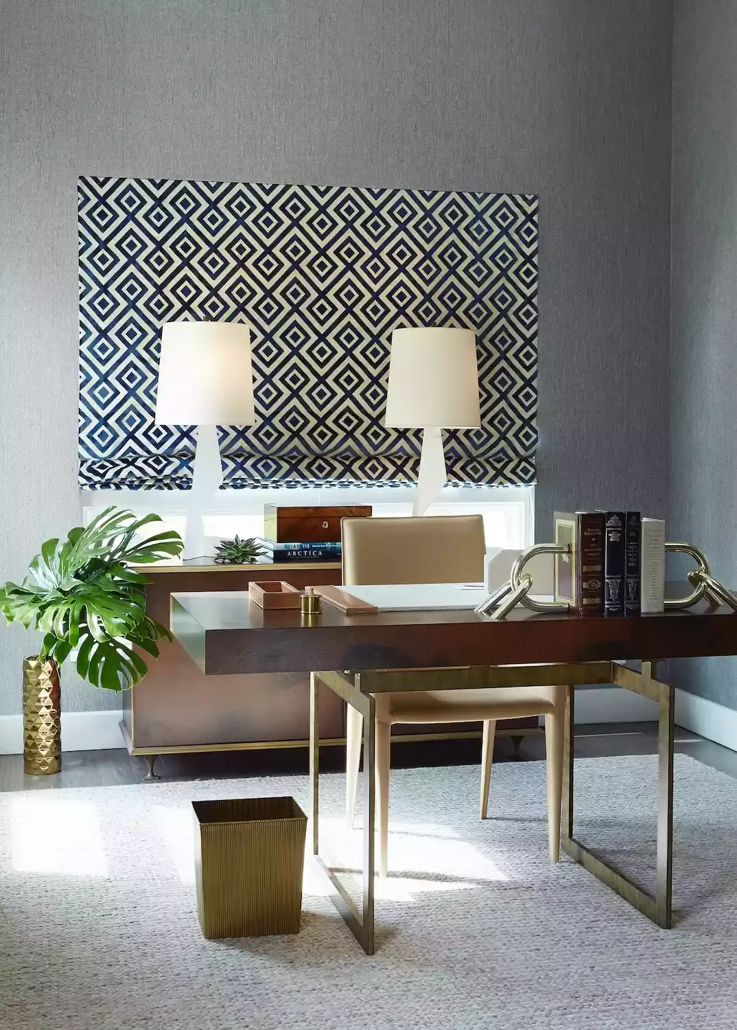 67 Stylish Modern Home Office Ideas That Make Working From Home a Joy Throw in an Accent Pattern