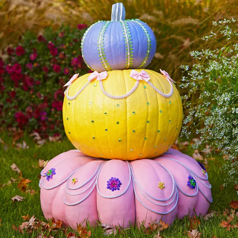 46 Creative Pumpkin Painting Ideas for Fall Home Decor 36 Tiered Pastel Painted Pumpkins