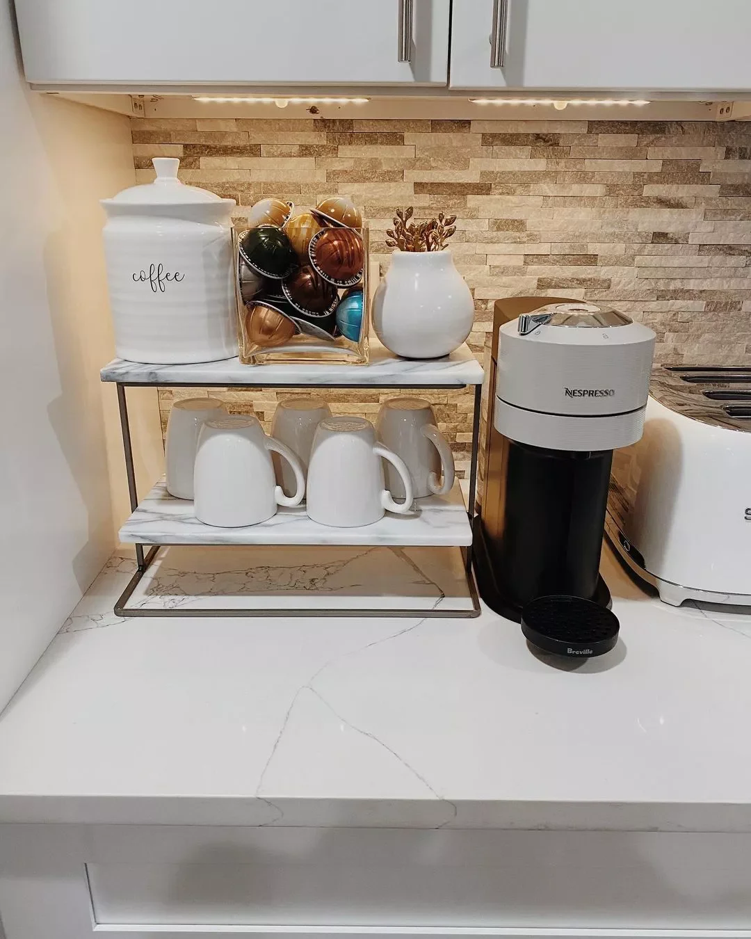 43 Stylish Coffee Bar Ideas That'll Transform Your Morning Routine Tiered Shelving
