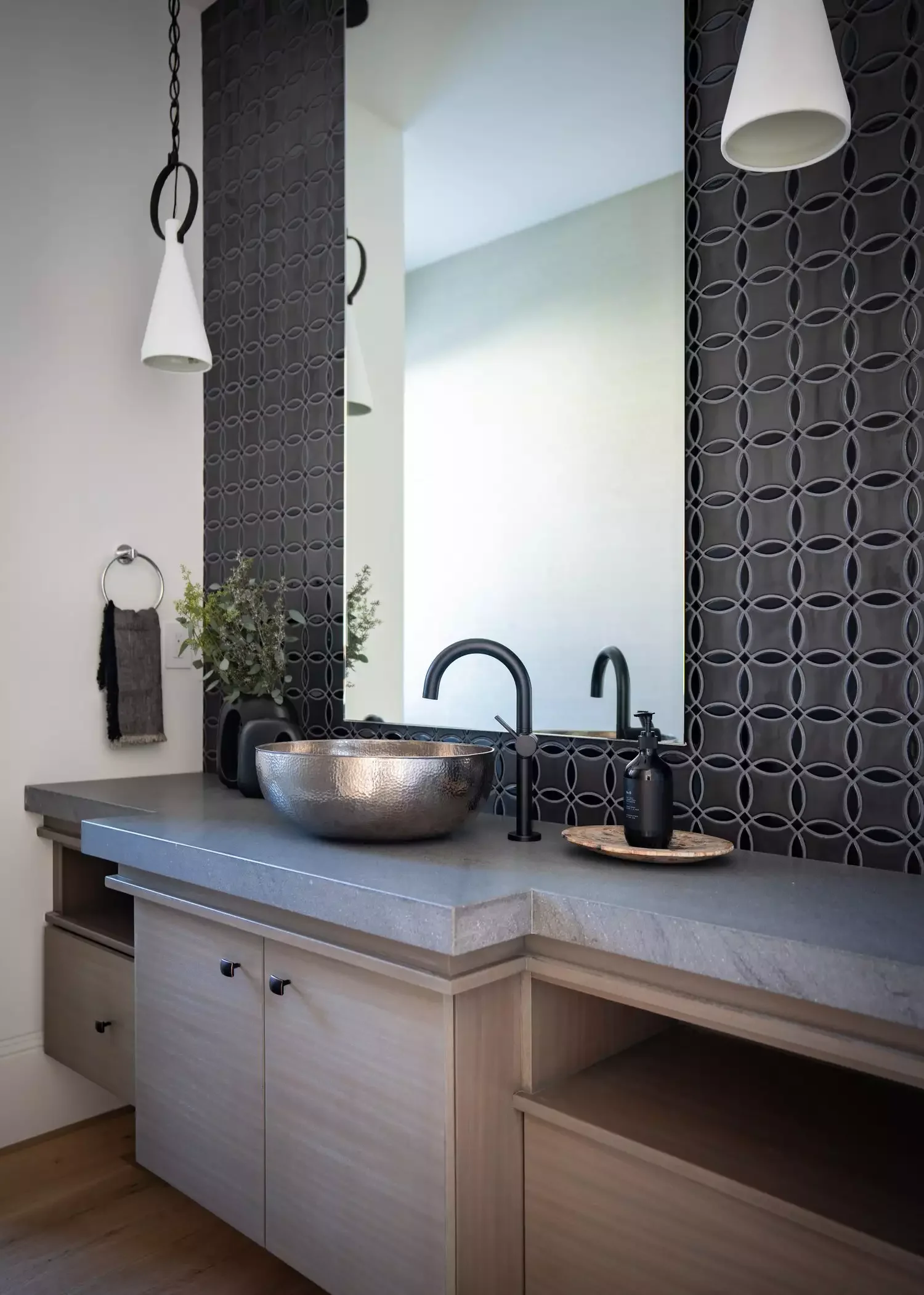 27 Stunning DIY Geometric Wall Ideas That Will Transform Your Space 12 Traditional-Style Powder Room