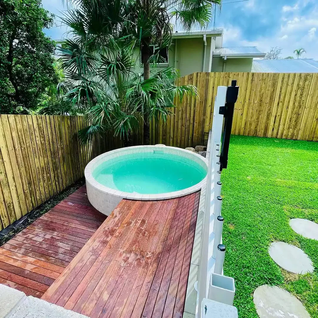 50 Semi-Inground Pool Designs That Transform Any Backyard Into Your Personal Paradise Travertine Tile Pool