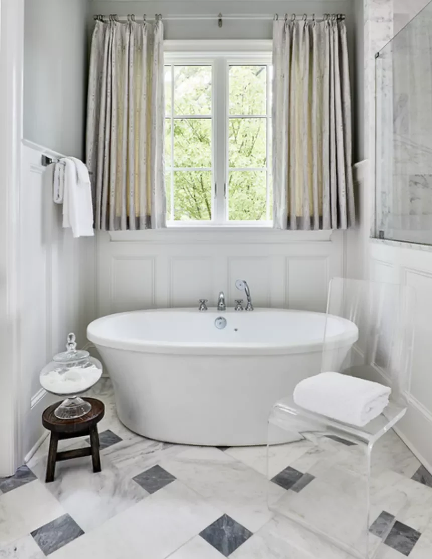 20 Stunning Bathroom Window Treatment Ideas That'll Transform Your Space 20 Try Cropping Your Curtains