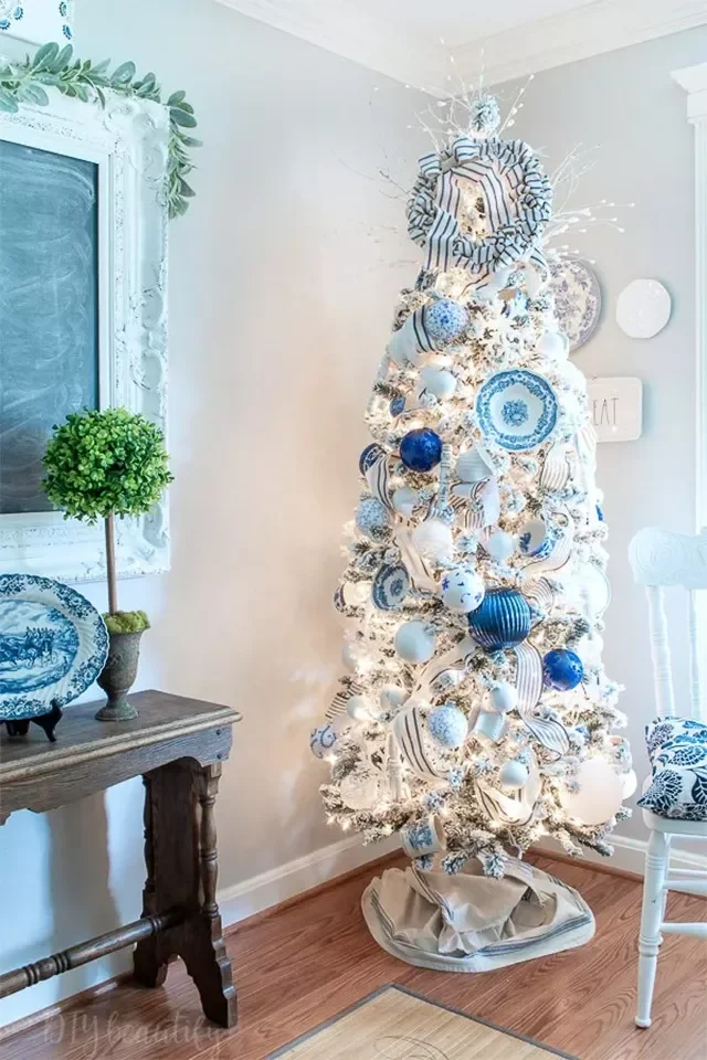 27 Stunning Flocked Christmas Tree Ideas That Transform Your Holiday Decor 10 Try French Farmhouse