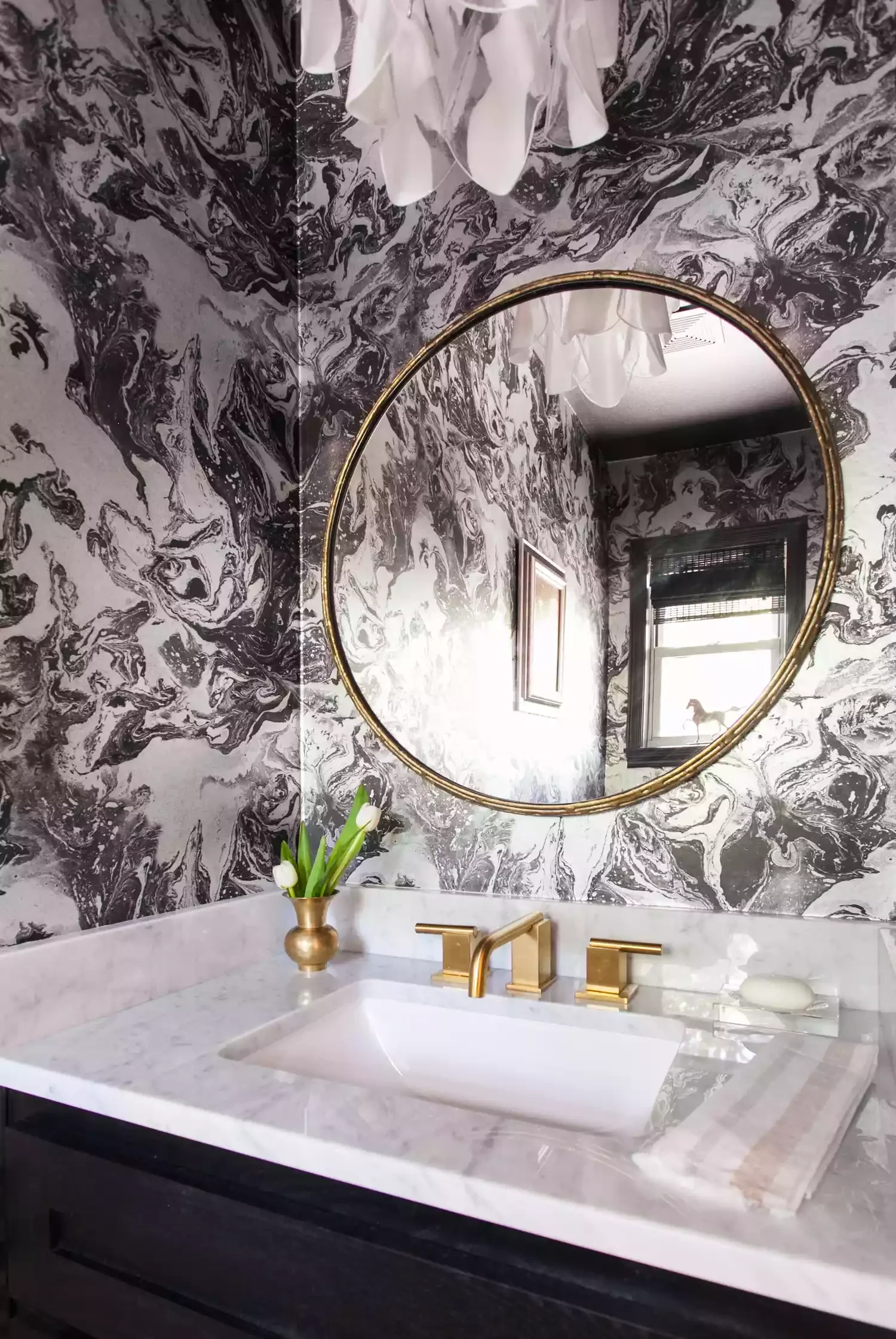 43 Stunning Powder Room Design Ideas to Transform Your Half Bath 41 Try Metallic Wallpaper