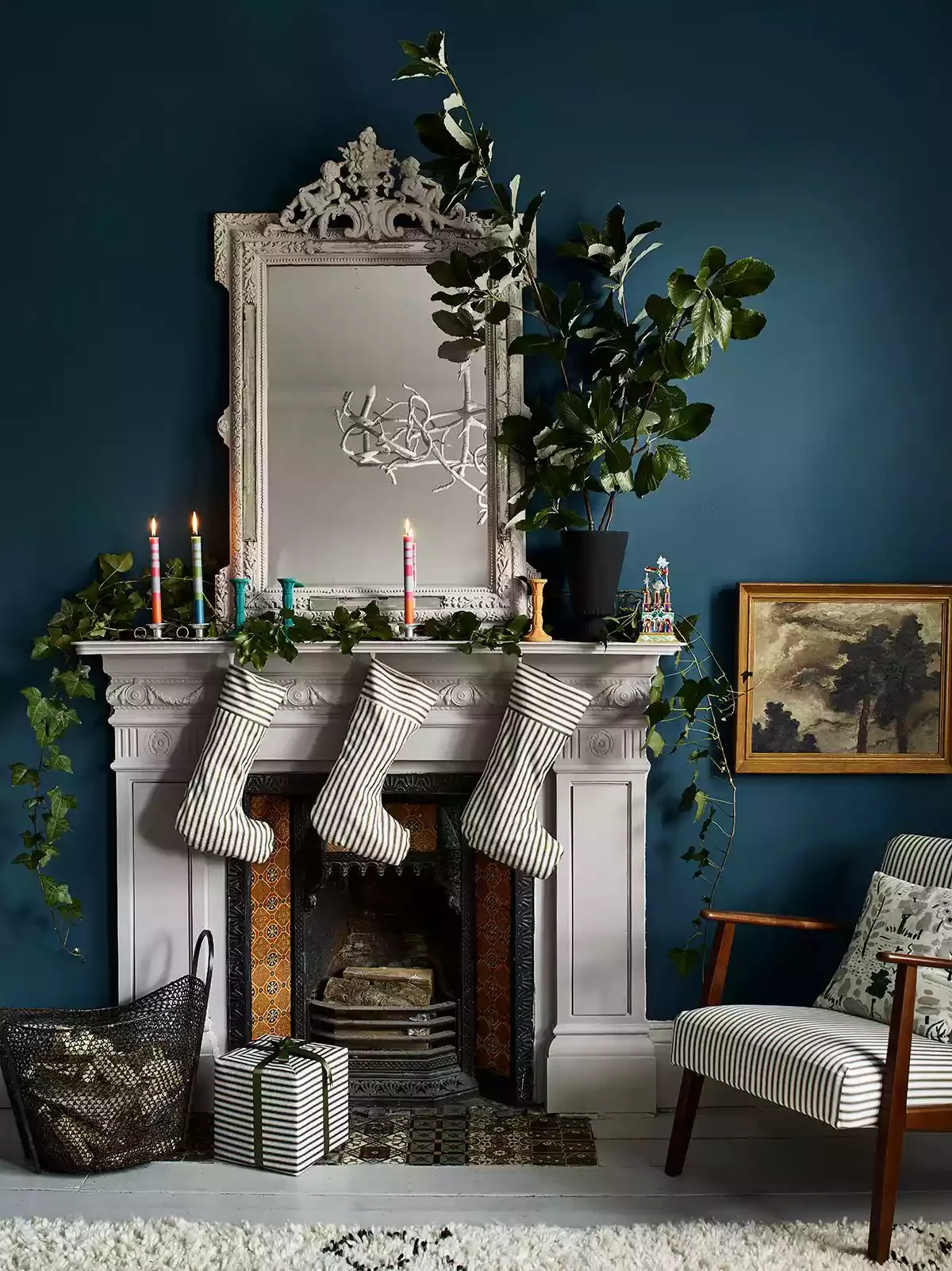 56 Magical Christmas Mantel Decorating Ideas to Transform Your Holiday Home 56 Try Multicolored Candles
