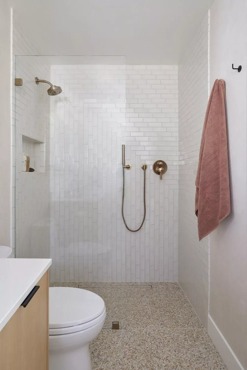 20 Stunning Open Walk-In Shower Ideas to Transform Your Bathroom 16 Try Some Terrazzo