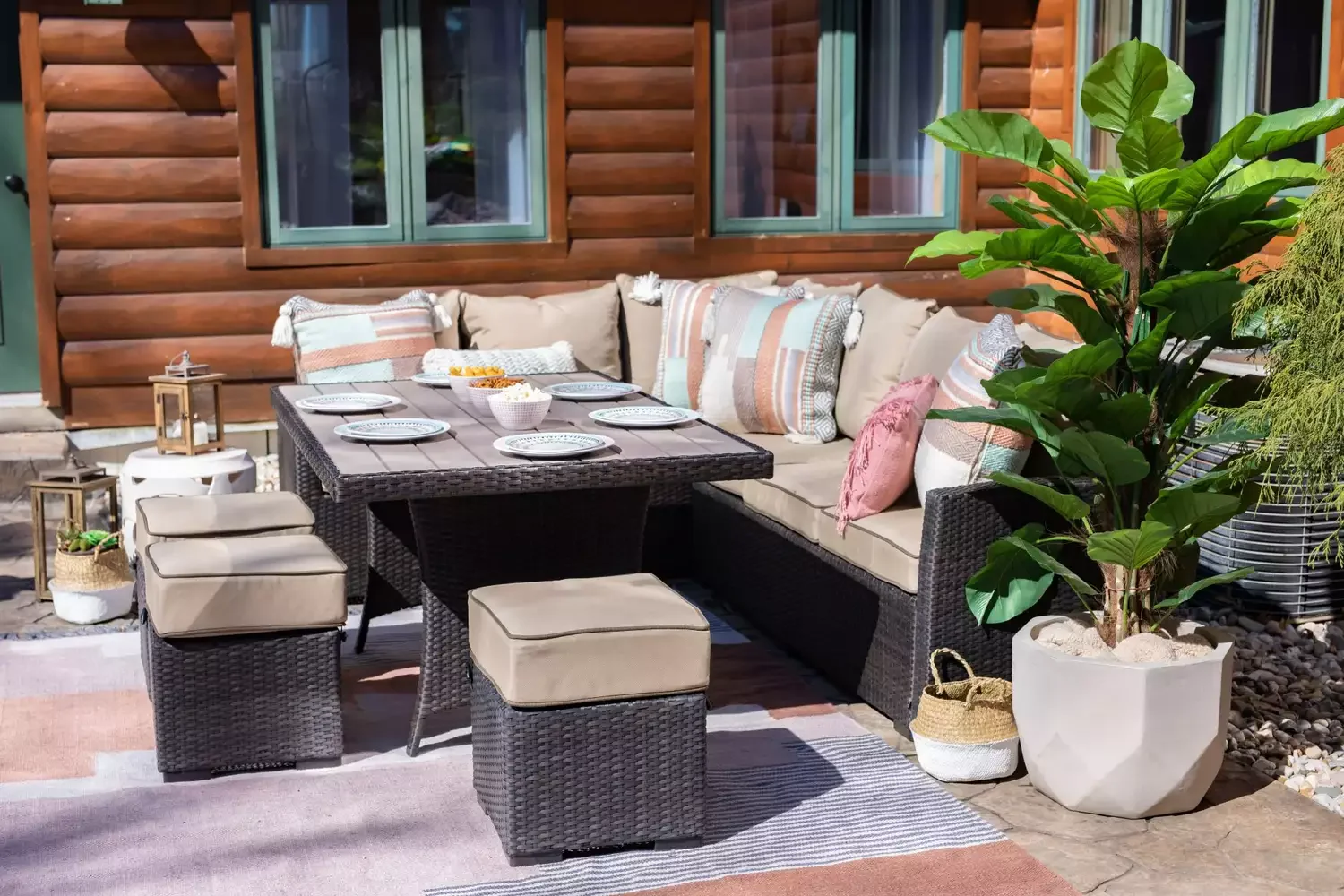 20 Stunning Patio Furniture Ideas That Transform Your Outdoor Space 6 Try Stools in Lieu of Chairs