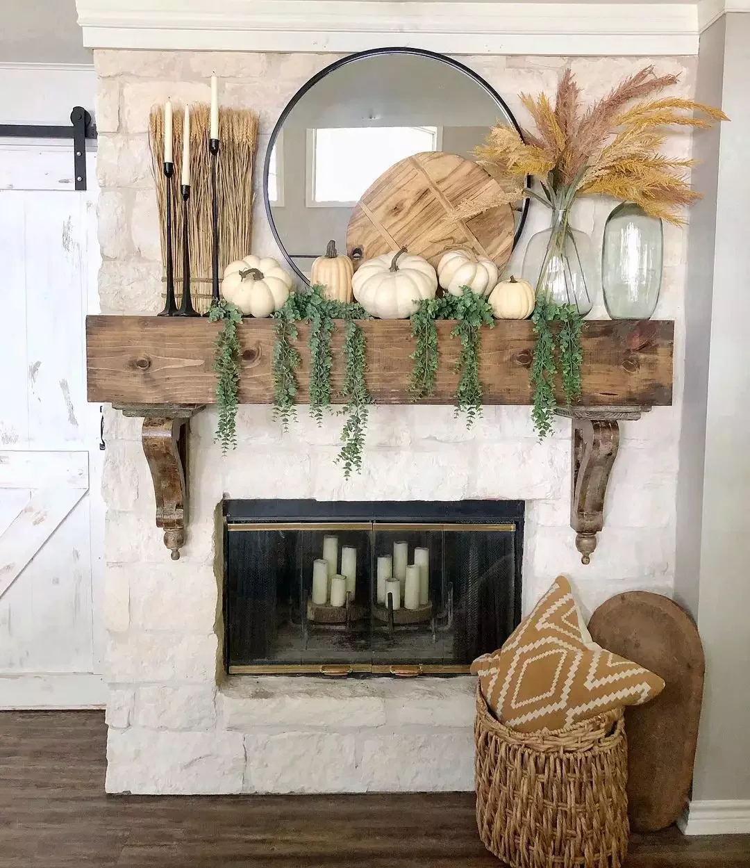 33 Cozy Farmhouse Fireplace Styling Ideas That Transform Your Living Space 6 Try This Alternative to Orange Pumpkins