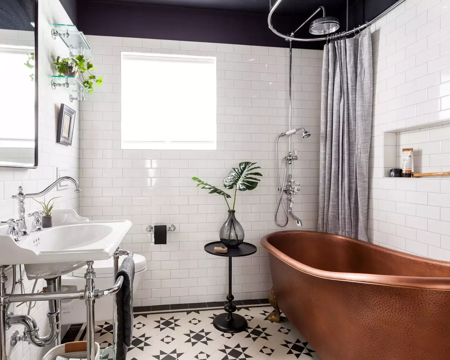 20 Budget-Friendly Ideas to Transform Your Small Bathroom 7 Try This Shower Curtain Trick