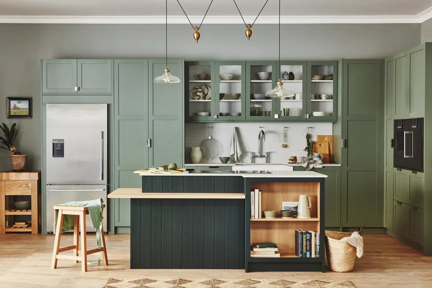 39 Green Kitchen Design Ideas That Never Go Out of Style Try Two-Tone Greens