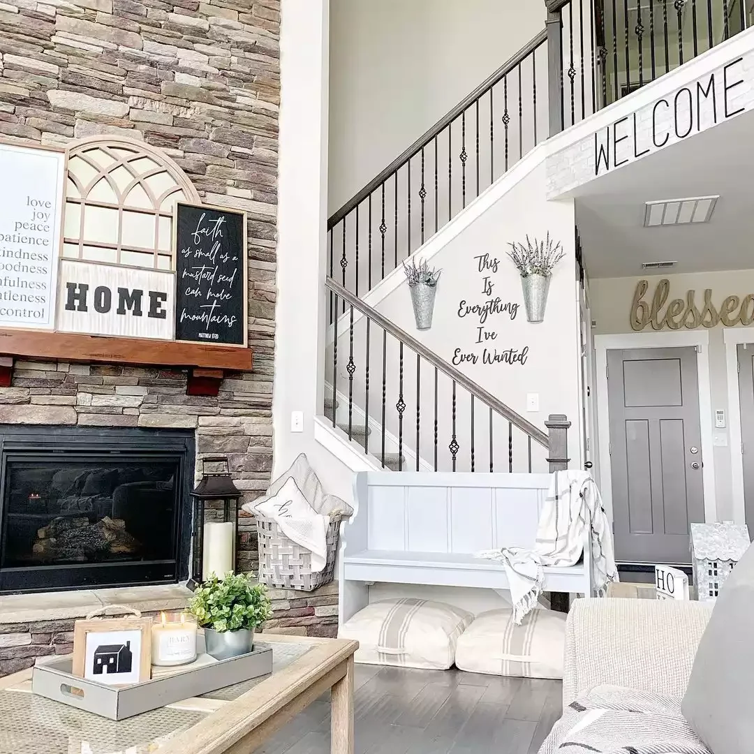 25 Charming Farmhouse Stair Railing Ideas to Transform Your Home 5 Try Wrought Iron and Wood