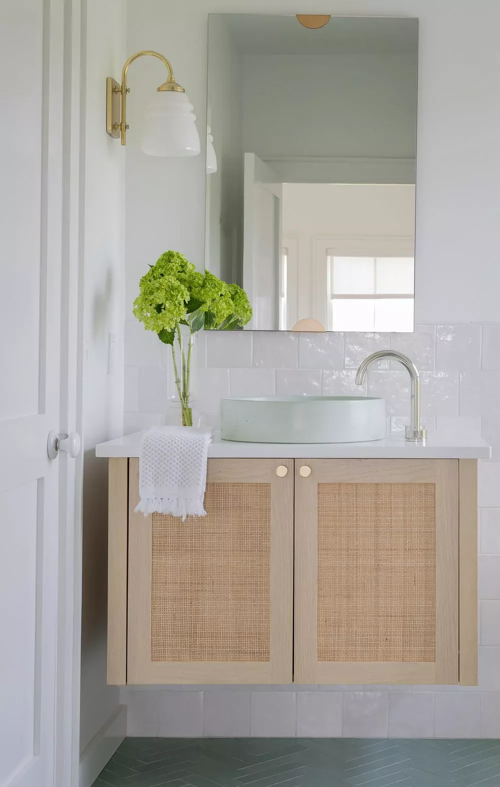 65 Clever Small Bathroom Ideas That Will Transform Your Tiny Space 29 Try a Colored Sink