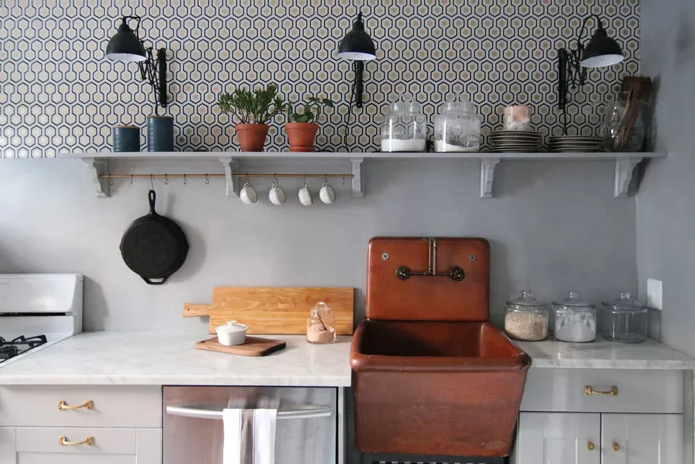 37 Stunning Kitchen Wallpaper Ideas That Will Transform Your Space Try a Geometric Pattern