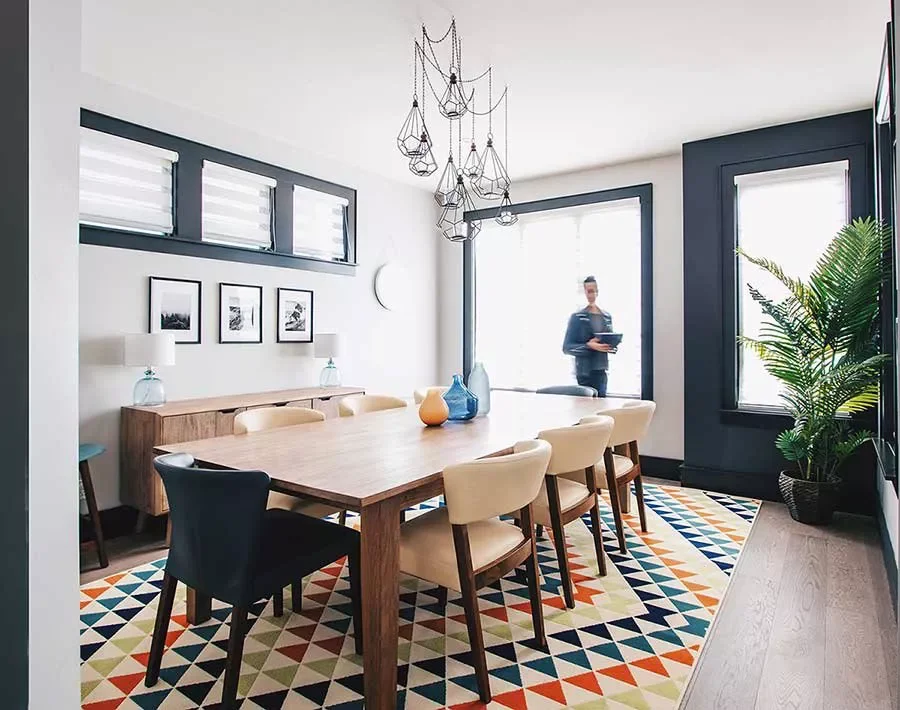 35 Beautiful Dining Room Rug Ideas That Will Transform Your Space 7 Try a Geometric Print