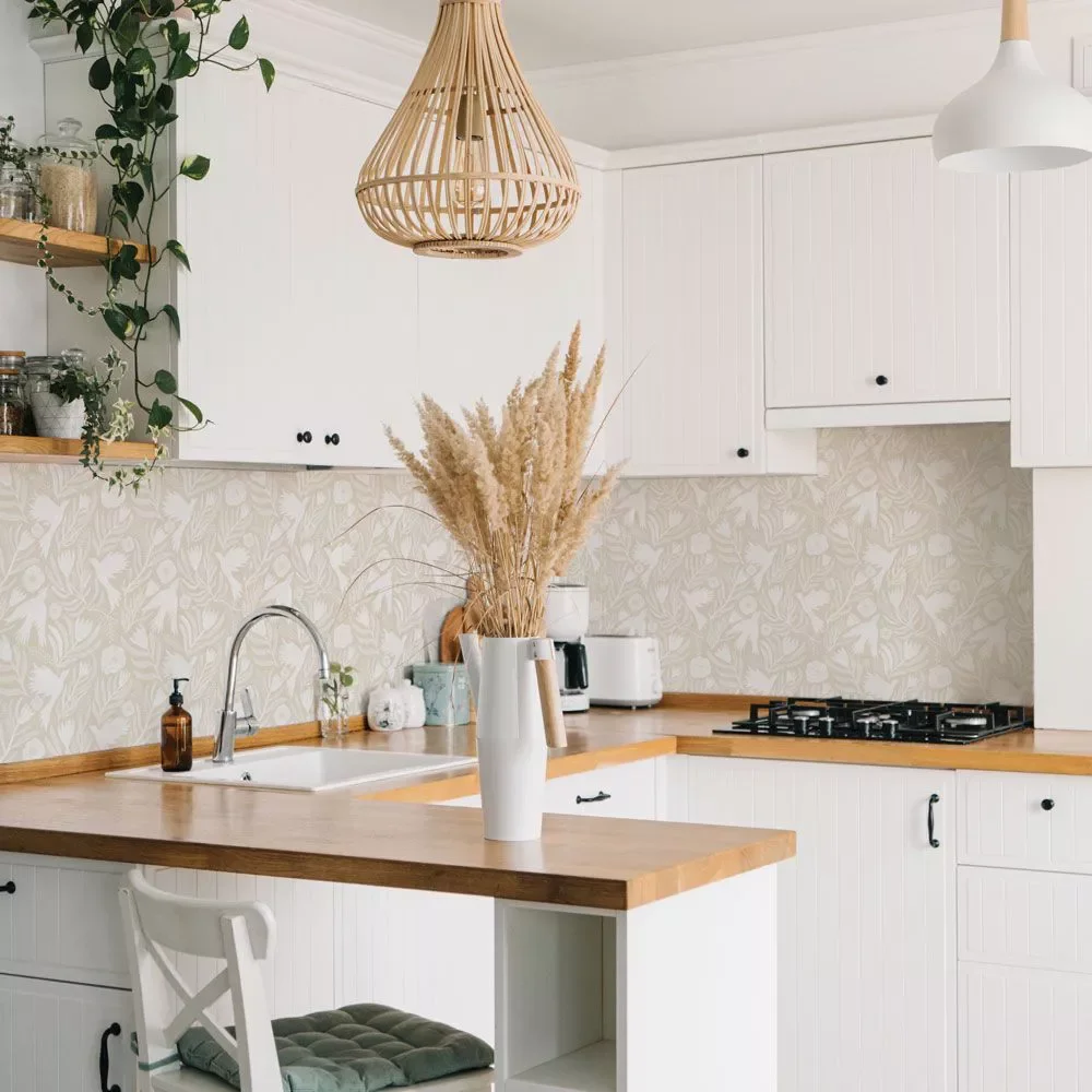 37 Stunning Kitchen Wallpaper Ideas That Will Transform Your Space Try a Peel-and-Stick Backsplash