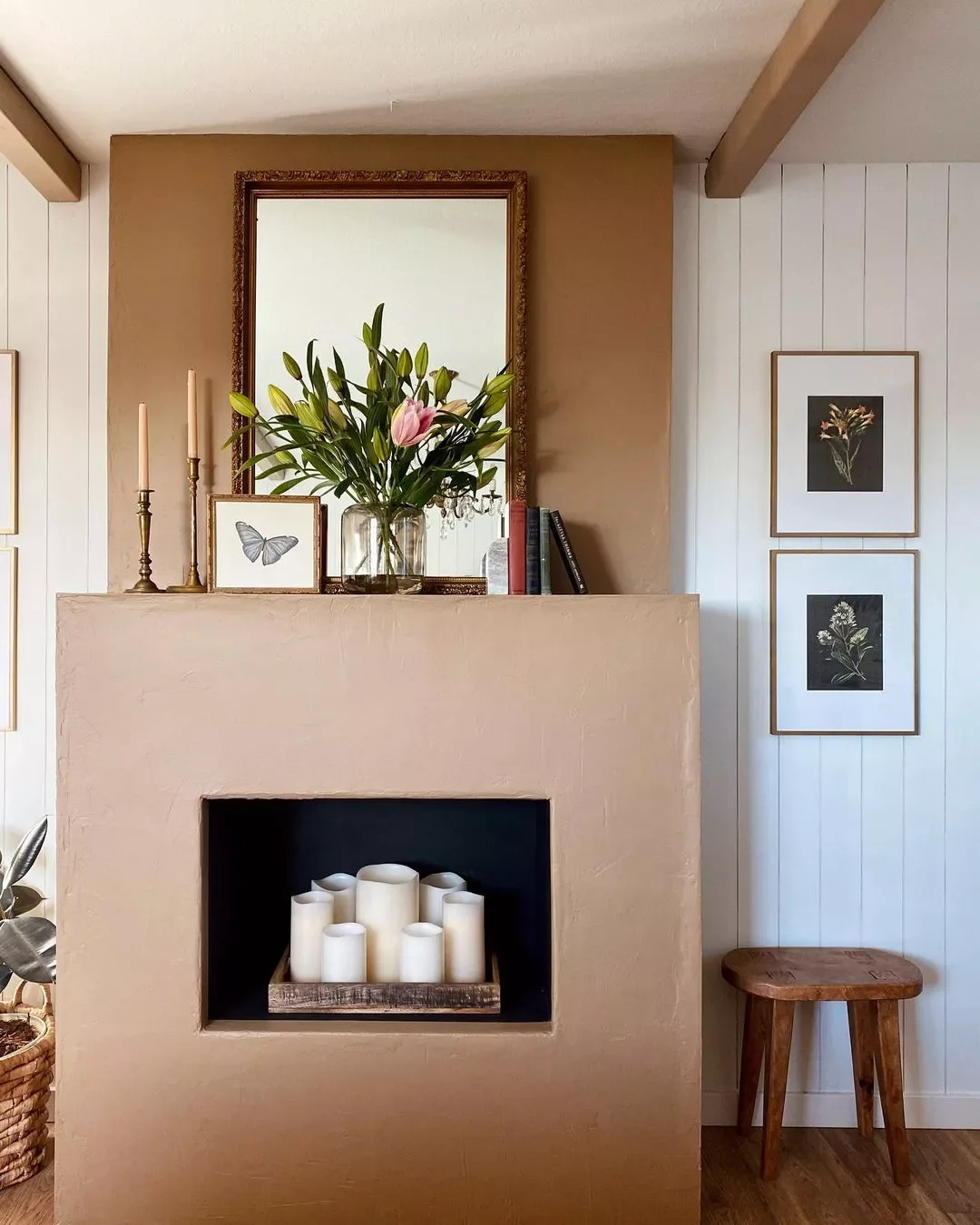 24 Creative Ways to Transform Your Fireplace with Candles 6 Try a Tray