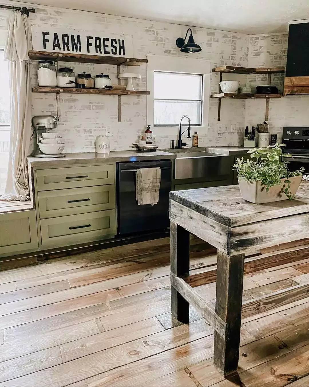 37 Stunning Green Kitchen Cabinet Ideas That Will Transform Your Space Try a Vintage Farmhouse Look