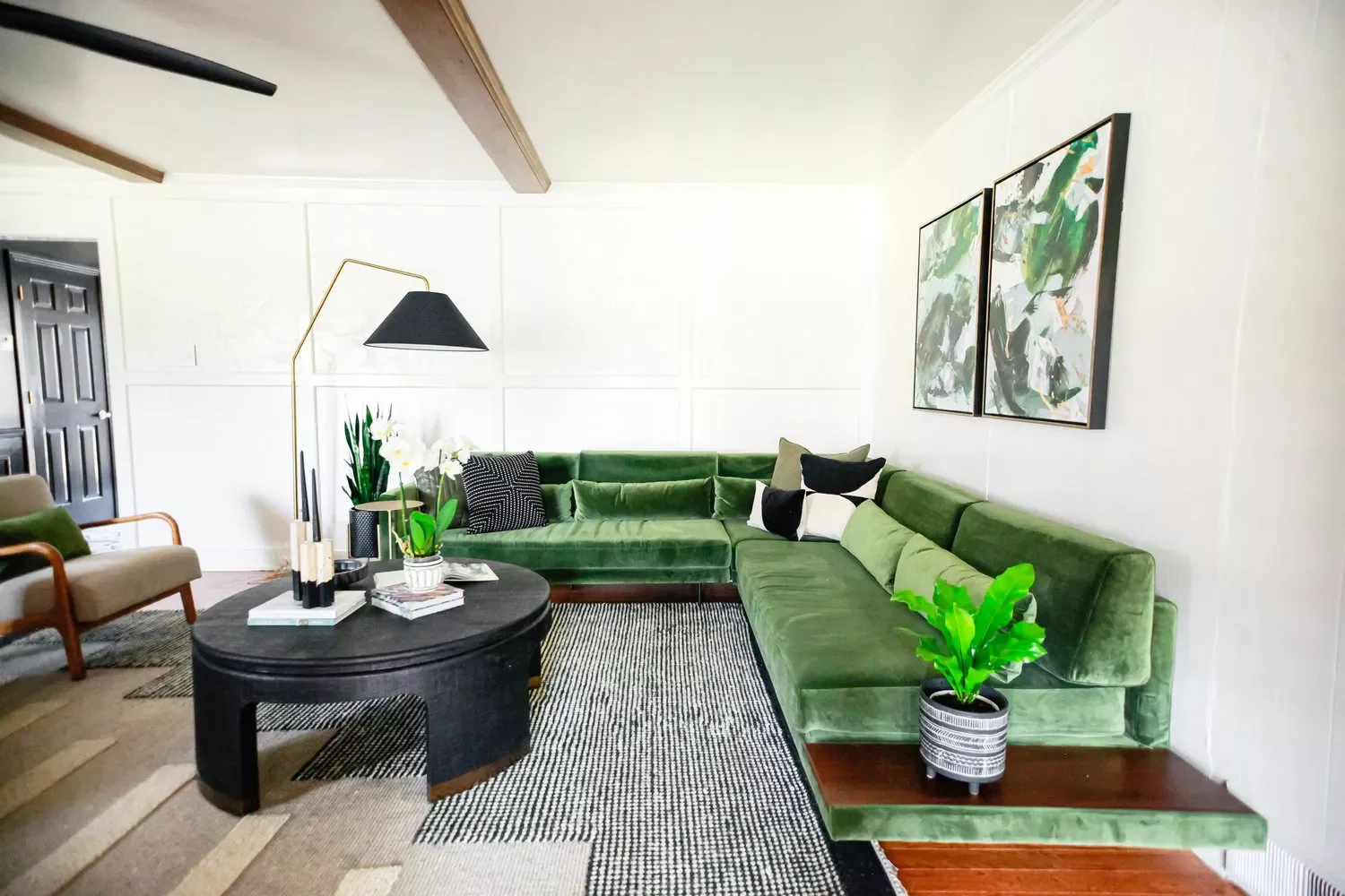 30 Green Living Room Ideas That Create Natural Serenity Indoors 20 Try an Emerald Green Sofa