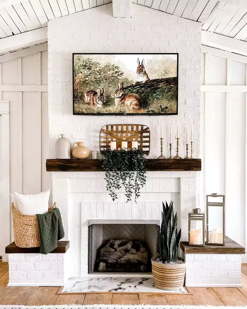 34 Farmhouse Mantle Decor Ideas to Transform Your Space 29 Turn an Empty Basket Into Decor