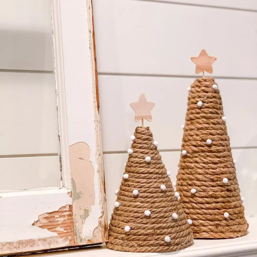 43 DIY Christmas Tree Ideas That Will Wow Your Holiday Guests Twine-Wrapped Trees