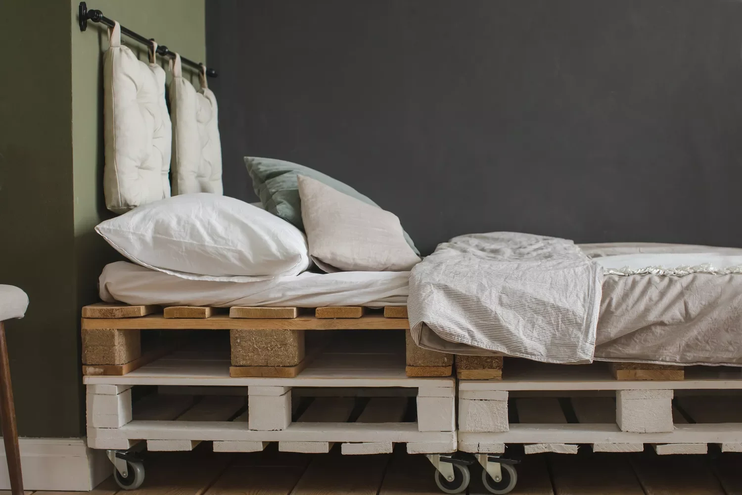60 Creative Wood Pallet Furniture Projects That Won't Break Your Budget Two-Tone Bed Frame