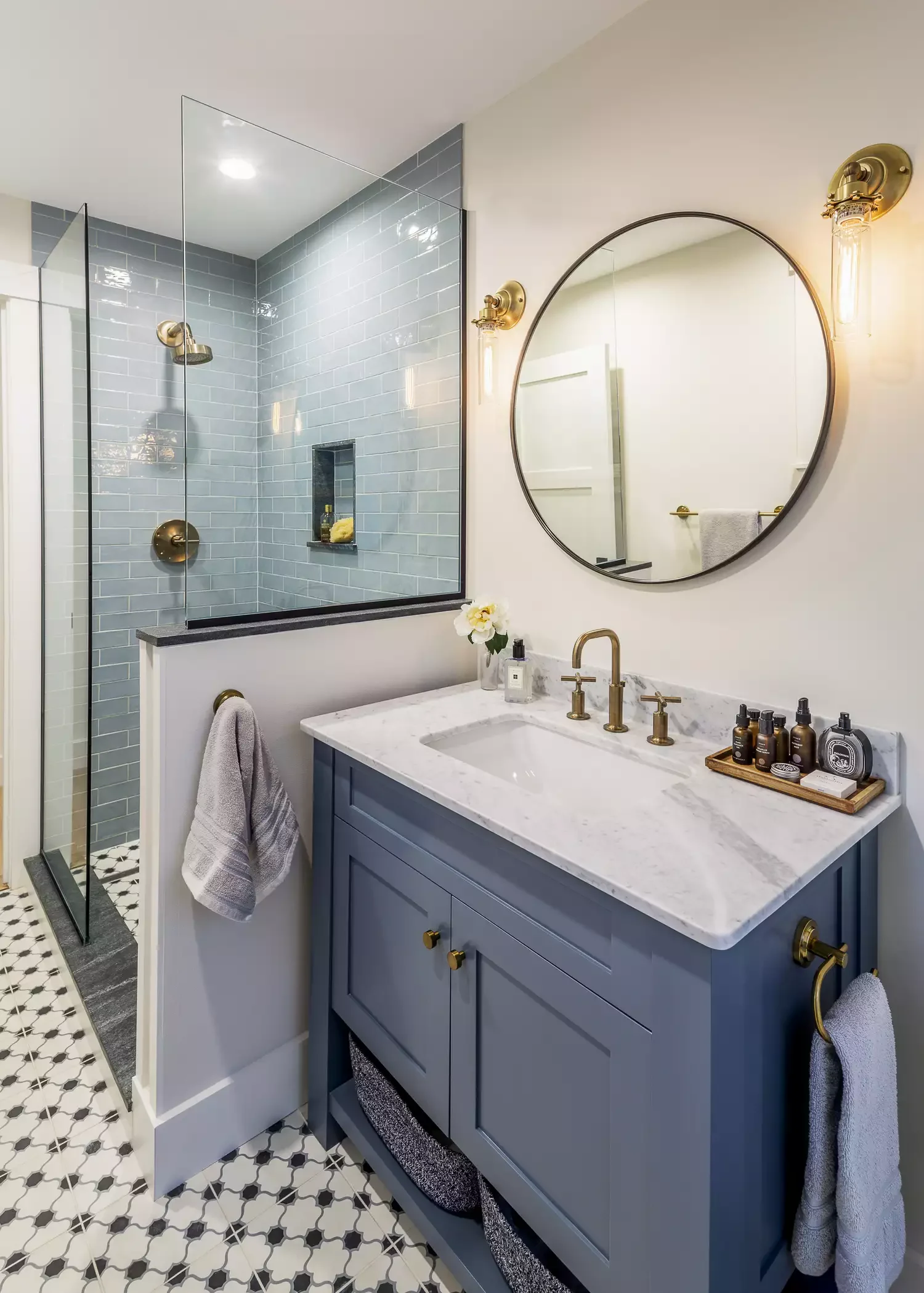 34 Stunning Blue Bathroom Ideas That Transform Your Space Into a Relaxing Retreat 30 Two-Tone Blue Bathroom