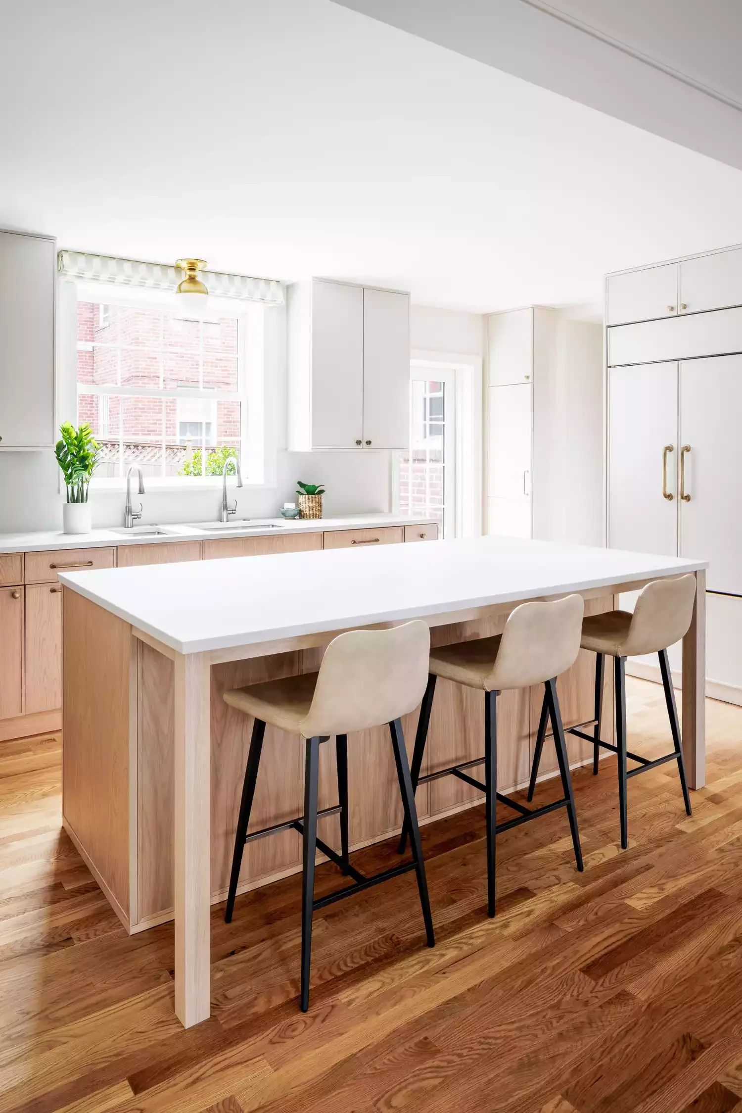 Two-Tone Cabinets and a Wood Island