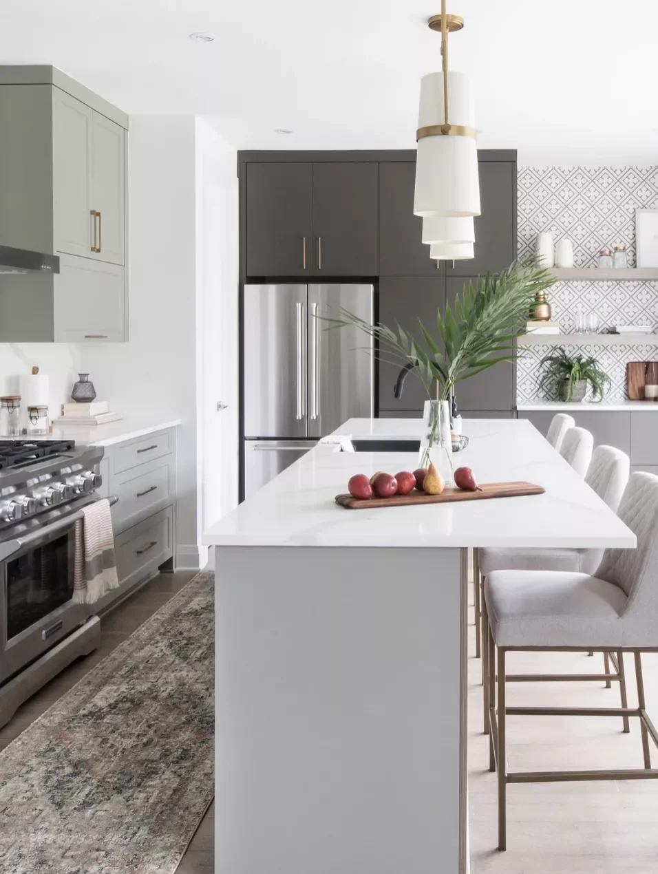42 Gray Kitchen Ideas That Prove This Neutral Never Goes Out of Style Two-Tone Gray Cabinets