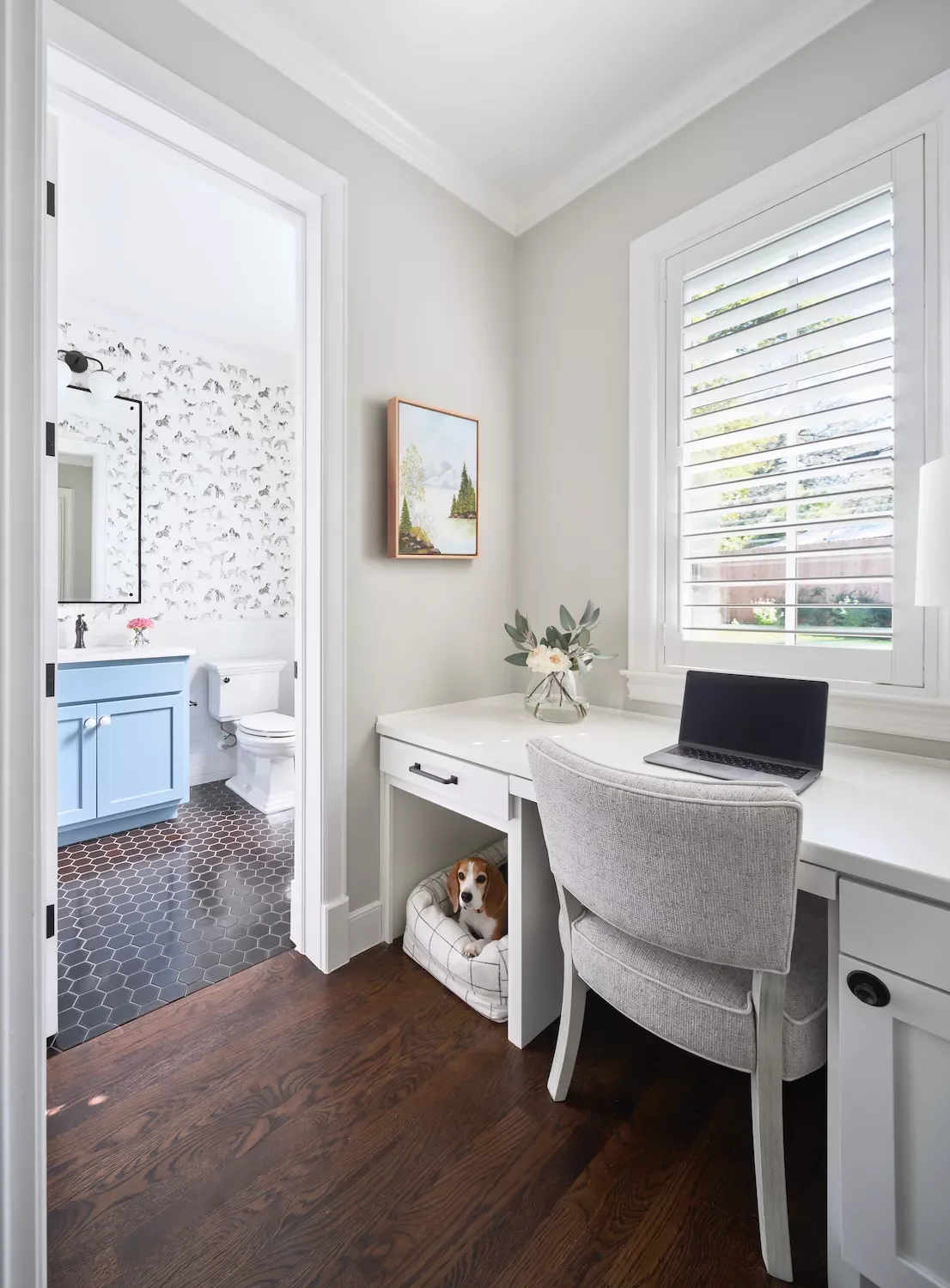 28 Incredible Dog Room Ideas That Will Make Both You and Your Furry Friend Happy 12 Under-Desk Dog Bed