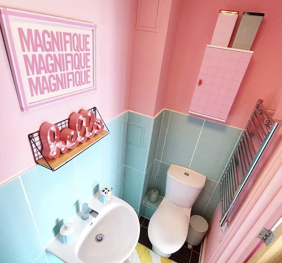 40 Stunning Pink Bathroom Ideas That Balance Playfulness with Elegance 31 Use Contrasting Hues