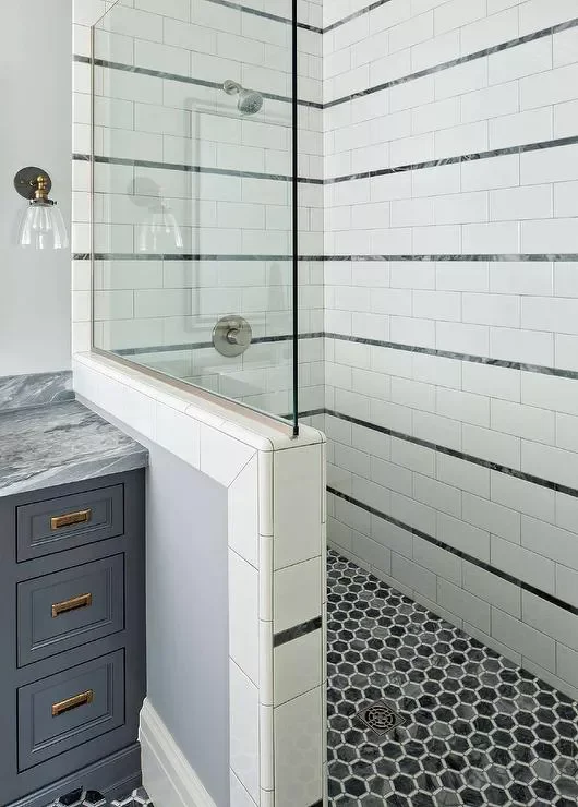 20 Stunning Open Walk-In Shower Ideas to Transform Your Bathroom 12 Use Contrasting Tile Accents