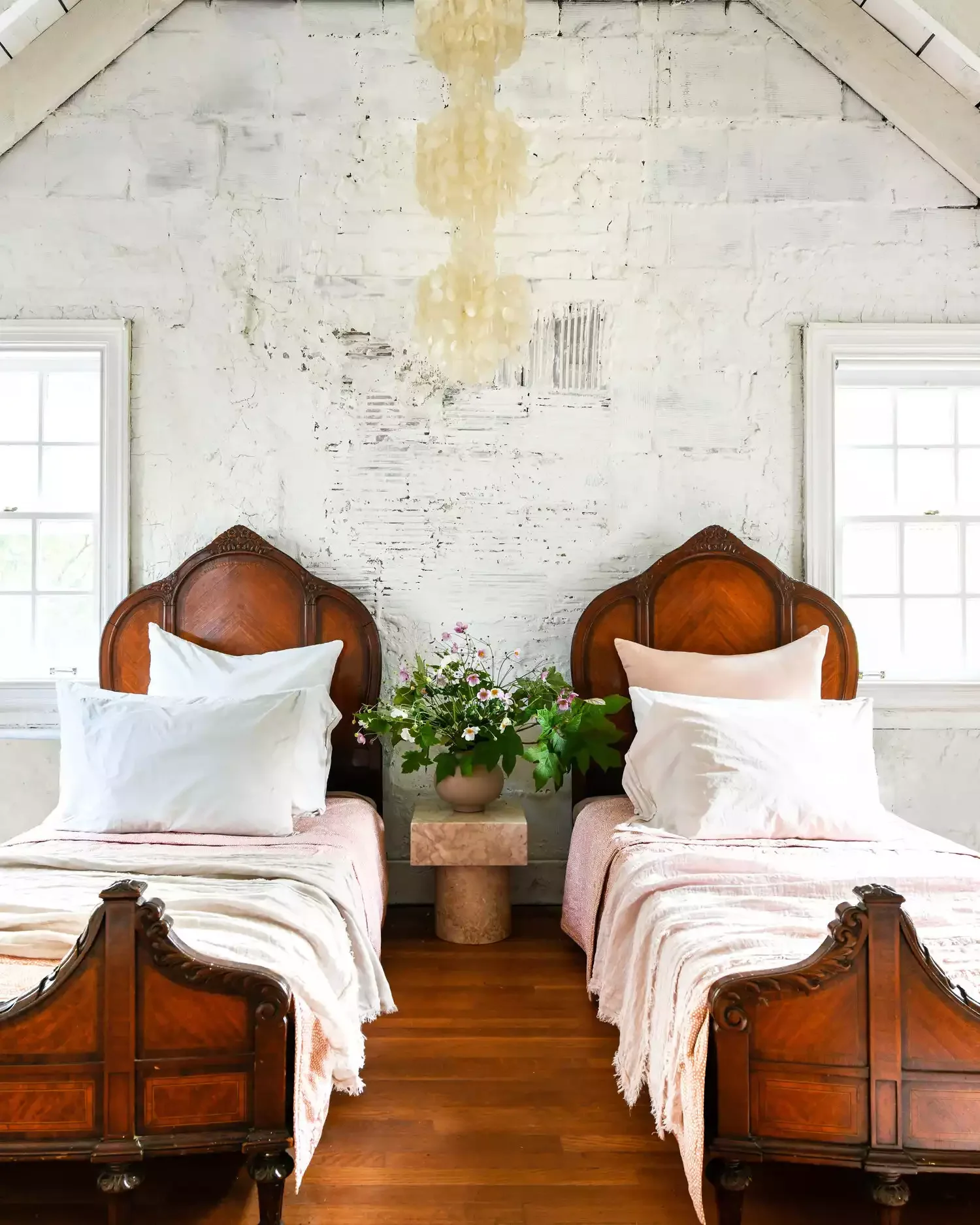 22 Smart Ways to Fit Two Beds in Your Small Bedroom 19 Use Creative Lighting