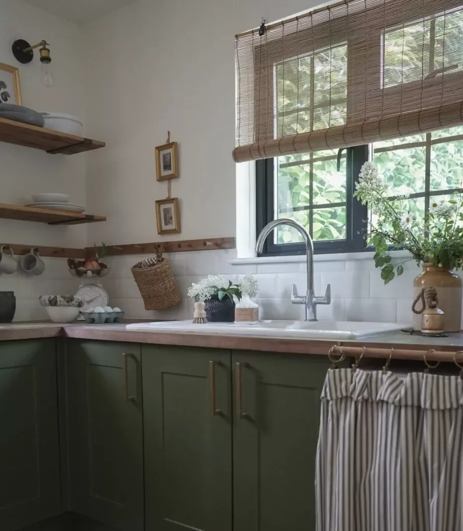20 Beautiful Kitchen Curtain Ideas That Will Transform Your Space Use Curtains Over a Cabinet