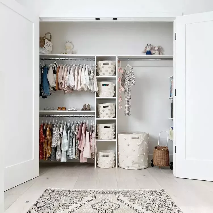 12 Creative Ways to Transform Your Reach-In Closet Into Something Amazing Use Cute Bins for Storage